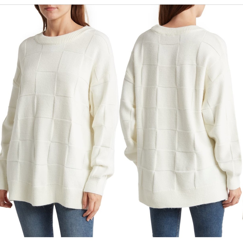 Top Shop Checkboard White Sweater